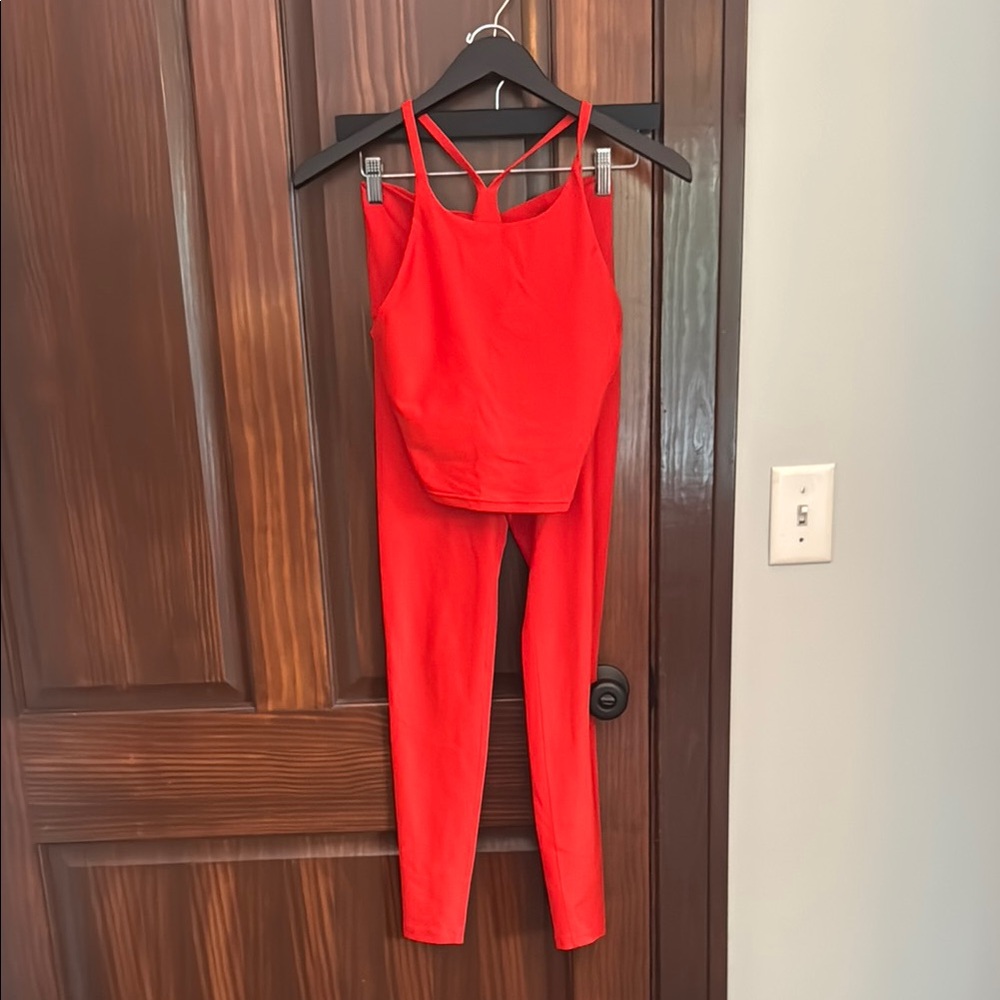 Old Navy Red Active Leggings & Strappy Tank Set